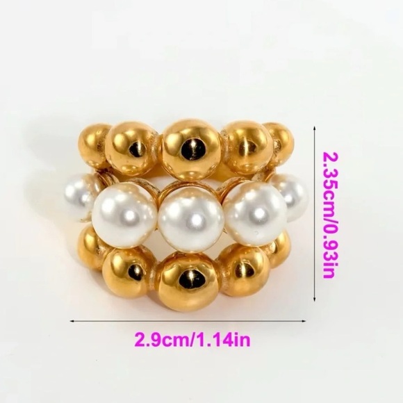 Baroque Pearl Gold Rings - Picture 10 of 11